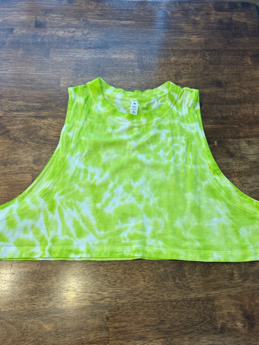 Lululemon Neon Lime Tie-Dye Crop Tank Top